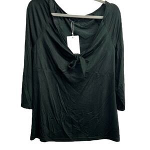 BLOOMCHIC Black Loose Fit Stretch Lightweight Top Size 14/16